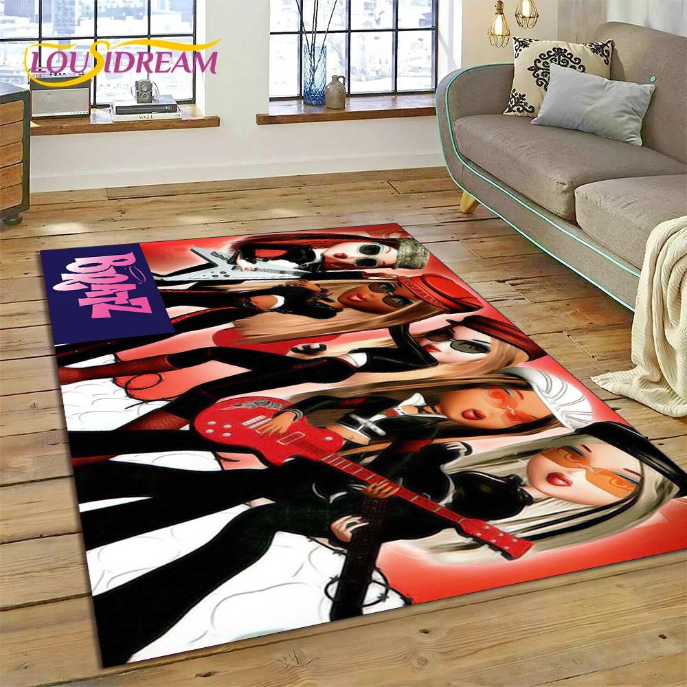 HD Cartoon Bratz Doll Cute Girls 3D Rug Carpet for Living Room Bedroom Home Decor,Floor Mat Non-slip Decoration for Sofa Doormat