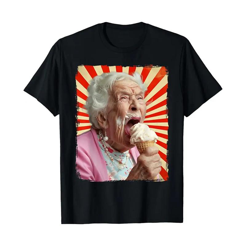 Ice Cream Color Fashion T-shirt For Men Funny Humour Short Sleeve Tee Shirt Trend Street Casual Clothes Kid Gift 2025 New Top