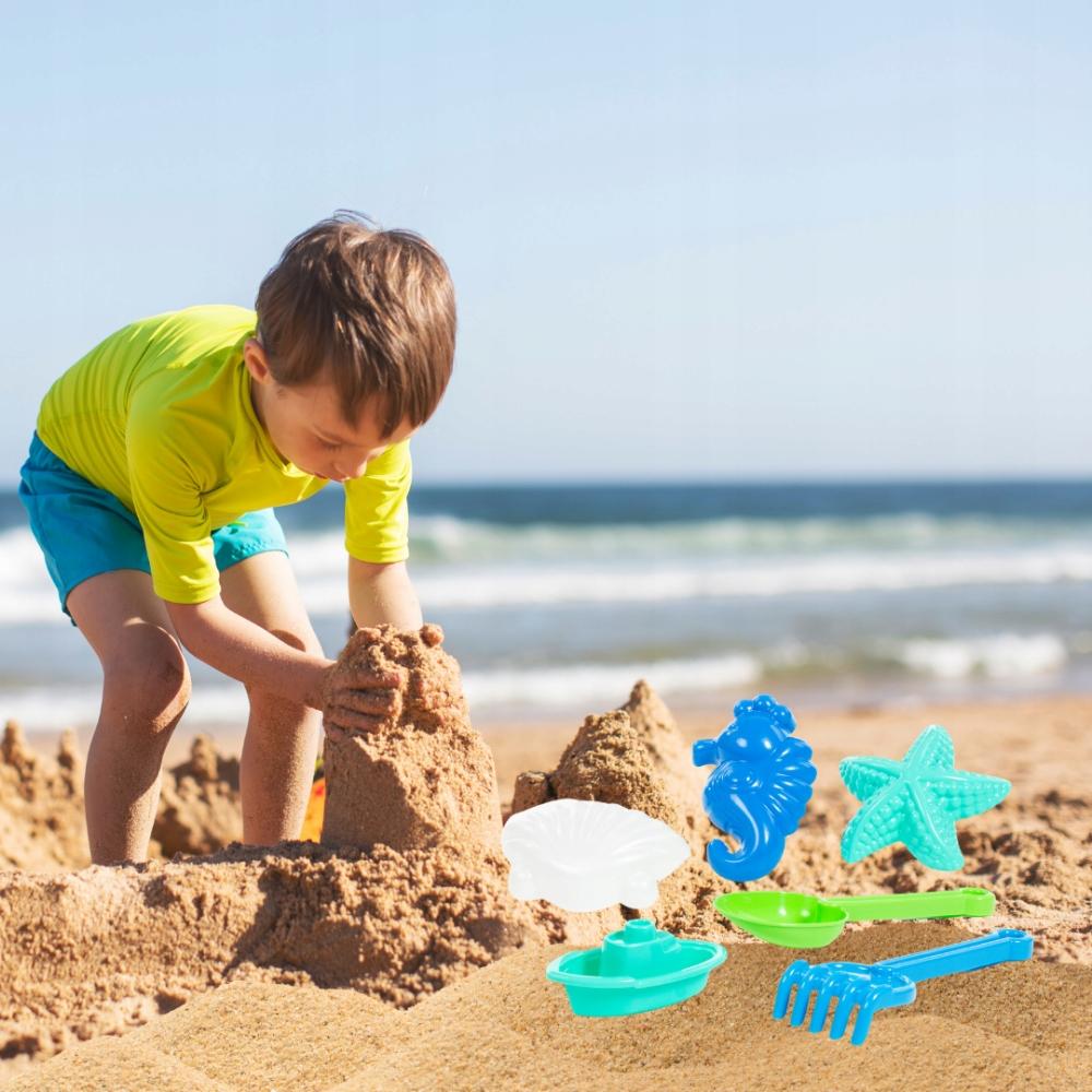 Łopatka Grabki Łódeczka Foremki Do Piasku Na Plażę Zestaw 5 Sztuk