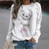Spring and Summer Cute Cat Loose Printed Long Sleeved Round Neck Sweatshirt