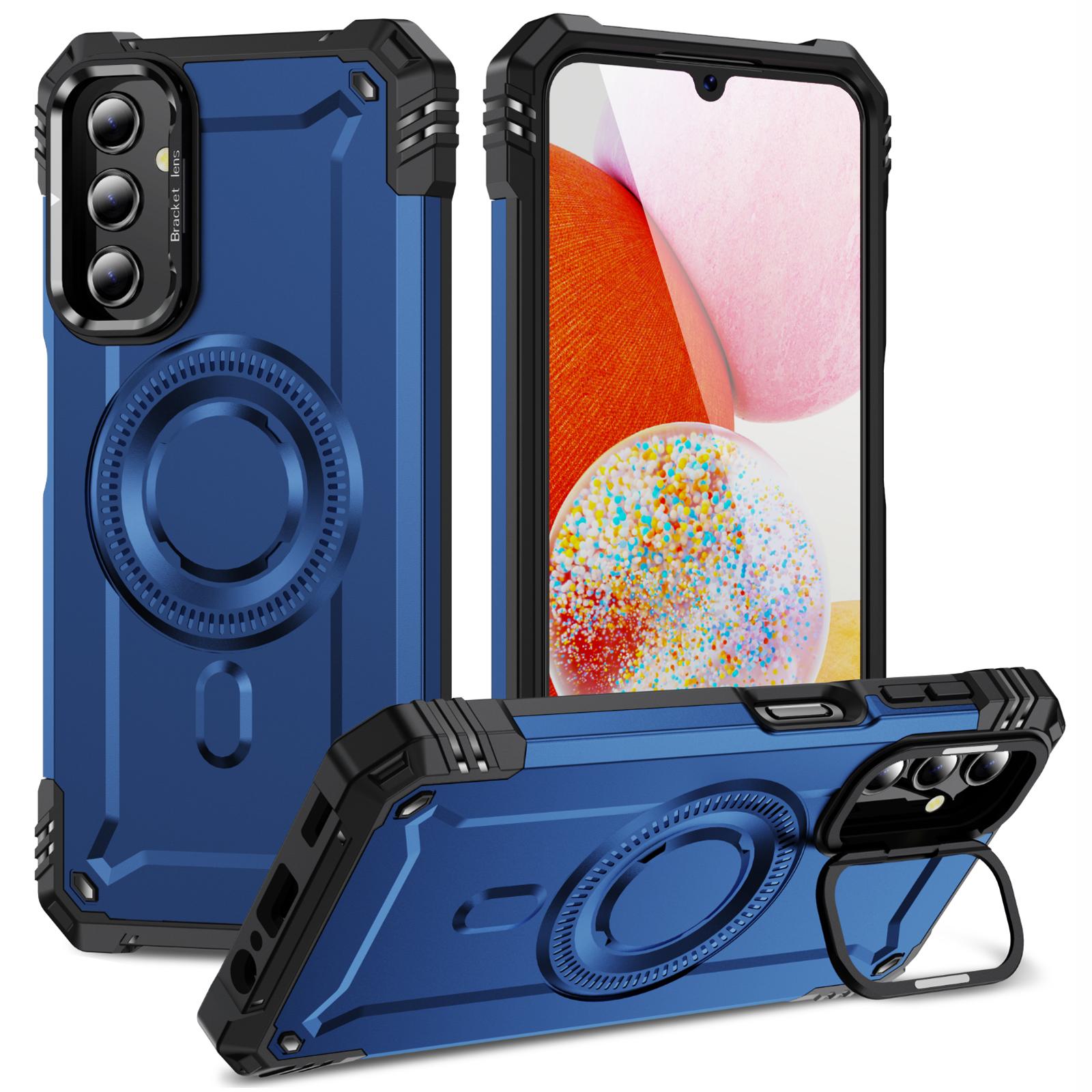 

For Samsung Galaxy A14 4G/5G Case Magnetic Case Metal Lens Frame Kickstand PC+TPU Mobile Cover F