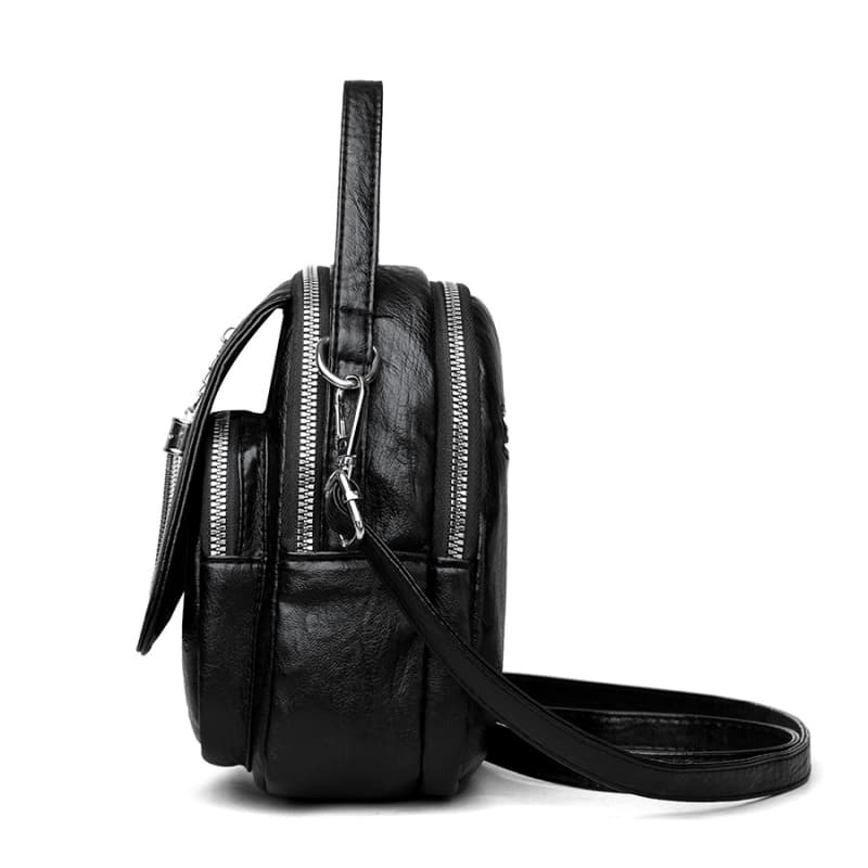 Versatile soft leather portable shoulder messenger bag change bag