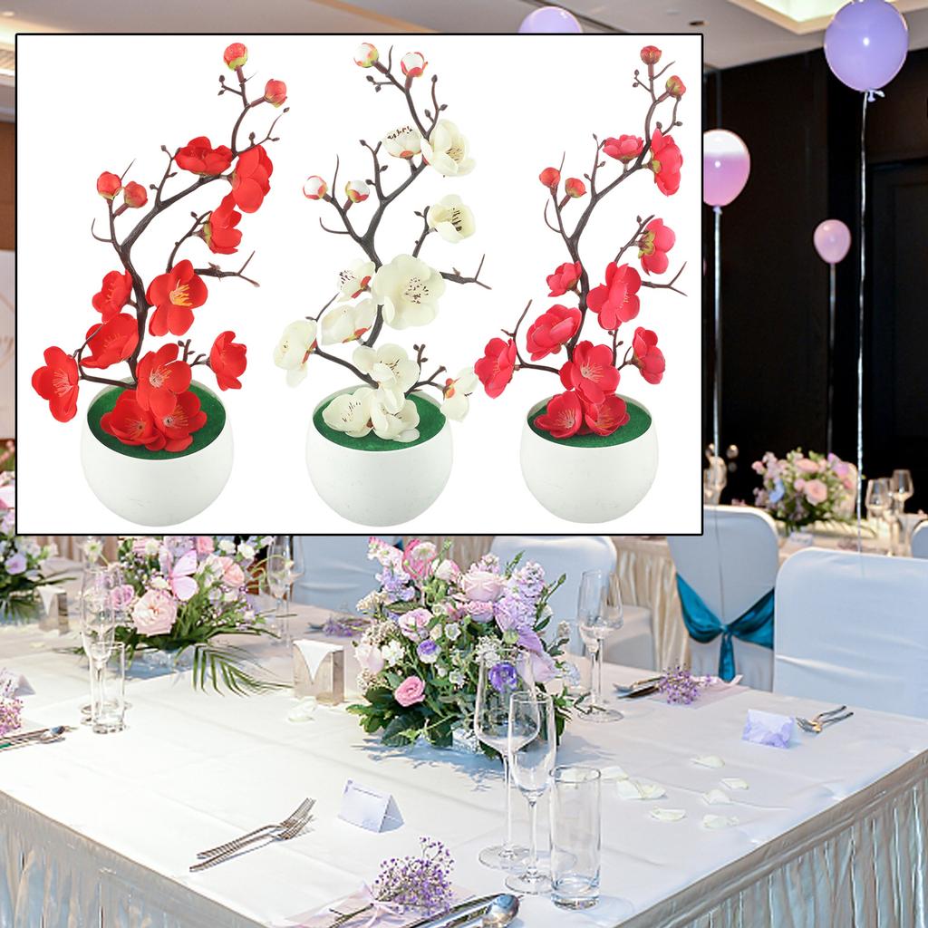 Artificial Plants Office Art Outdoor Blossom Plum Bonsai