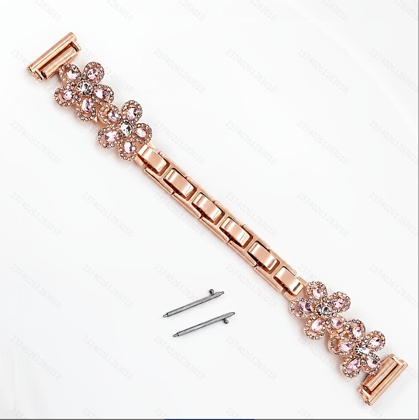 Flower Rhinestone Watch Strap for Apple Watch S1-11, Ultra 3-1, Samsung, Huawei 20/22mm