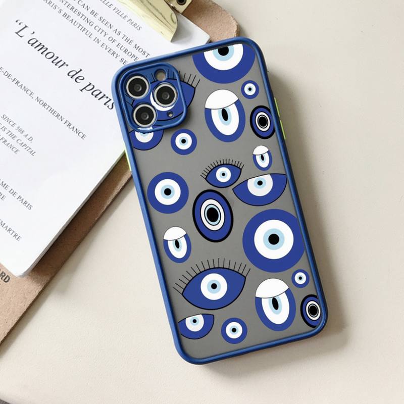 Szczęśliwe Oko Zła Niebieski Abstrakcyjny Etui na Telefon matowe przezroczyste Dla iphone 11 12 13 6 s 7 8 plus mini x xs xr pro max etui