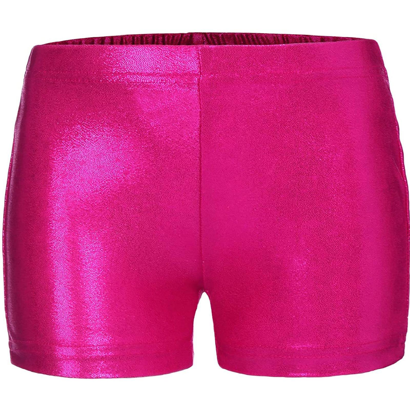 Fldy Meisjes kinderen metallic dansshorts gymnastiek atletische boxershorts voor yoga sport fietsen hardlopen 7-8 Years warm roze kleur
