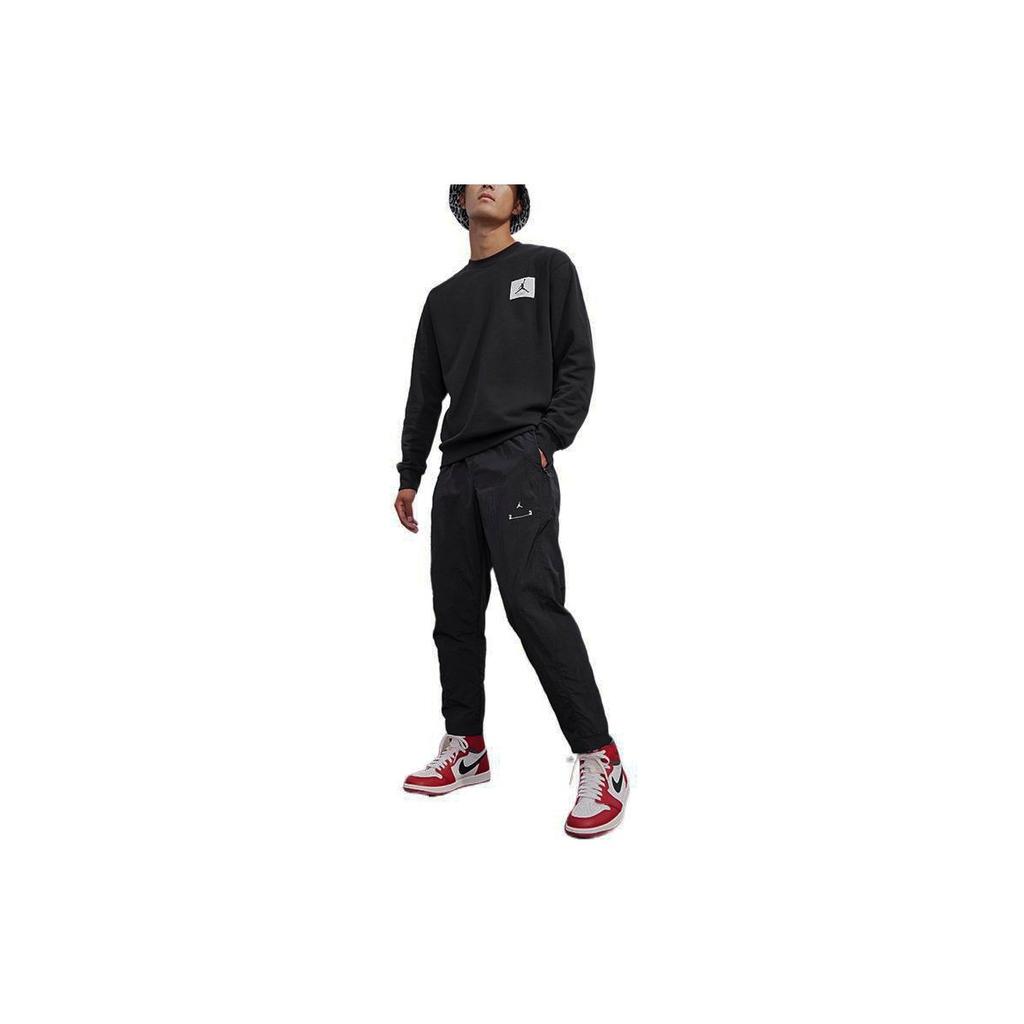 Jordan Logo Embroidered Fleece Pullover Sweatshirt Men Tops Black FB3910-010
