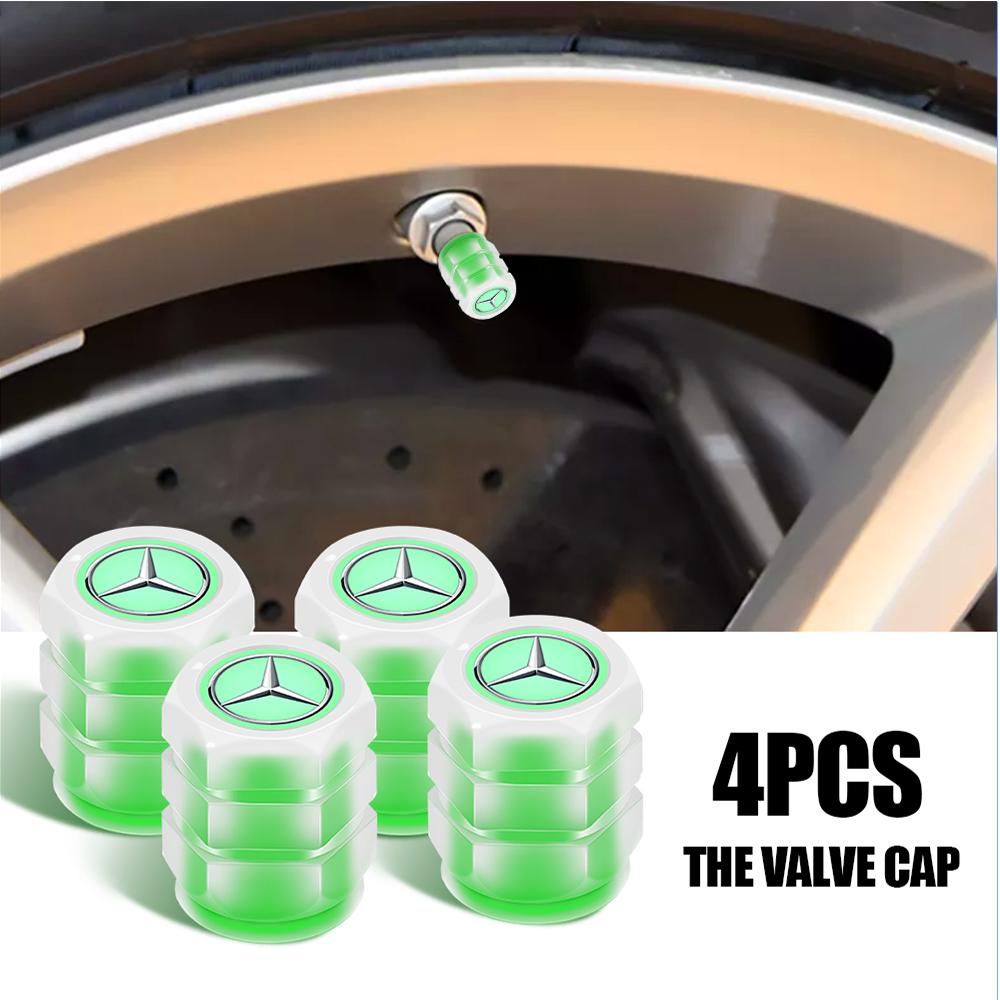 Car Wheel Tire Valves Caps Luminous Valve Dust Covers Accessories For Mercedes Benz AMG W203 W206 W220 W205 W211 W212 W201 W210 BJ1
