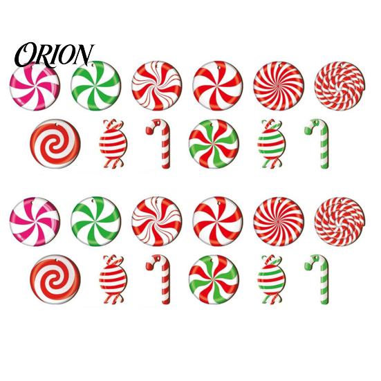 Christmas Tree Pendant Set 12/24/36Pcs Candy Cane Ornaments, Wooden Xmas Decor with Red Green Hanging Ornaments Striped Color, Holiday Decorations for