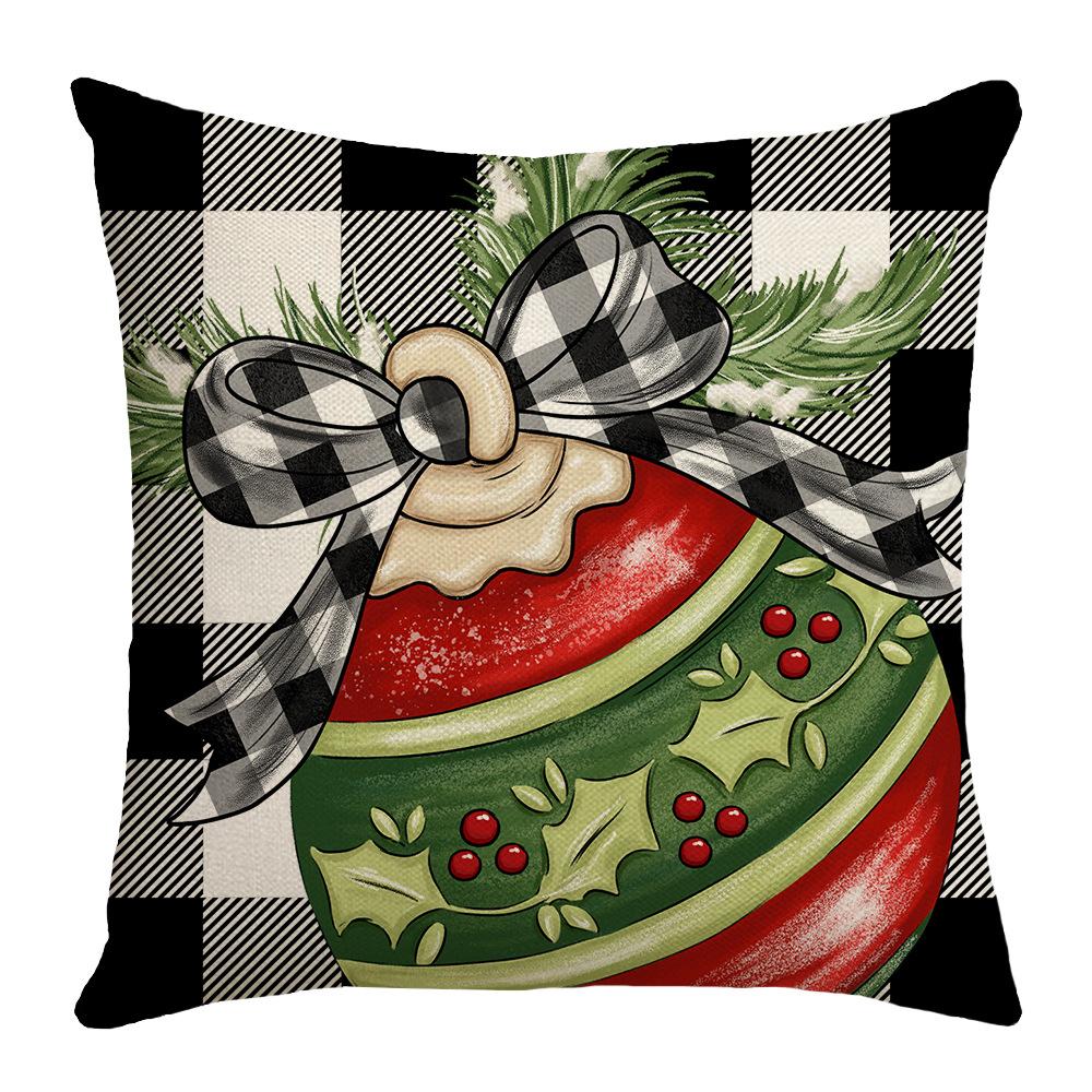 New Red Stripe Holiday Decoration Family Bell Snowman Christmas Sofa Cushion Cover Decorative Cushion