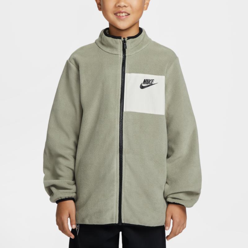 Nike Water-Resistant Fleece Three-In-One Letter Long Sleeve Color Block Hooded Jacket Set Kids jackets IR0023-320