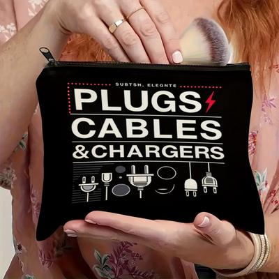 Durable Cable Organizer Bag - Black, Charger and Plug Storage Bag with Multiple Compartments for Electronic Management, Cable Organizer Ba