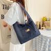 Double Sided Nyl Women's Shoulder Bags Large Capacity Plaid Ladies Tote Underarm Bag Threaded Simple Bow Casual Female Handbag