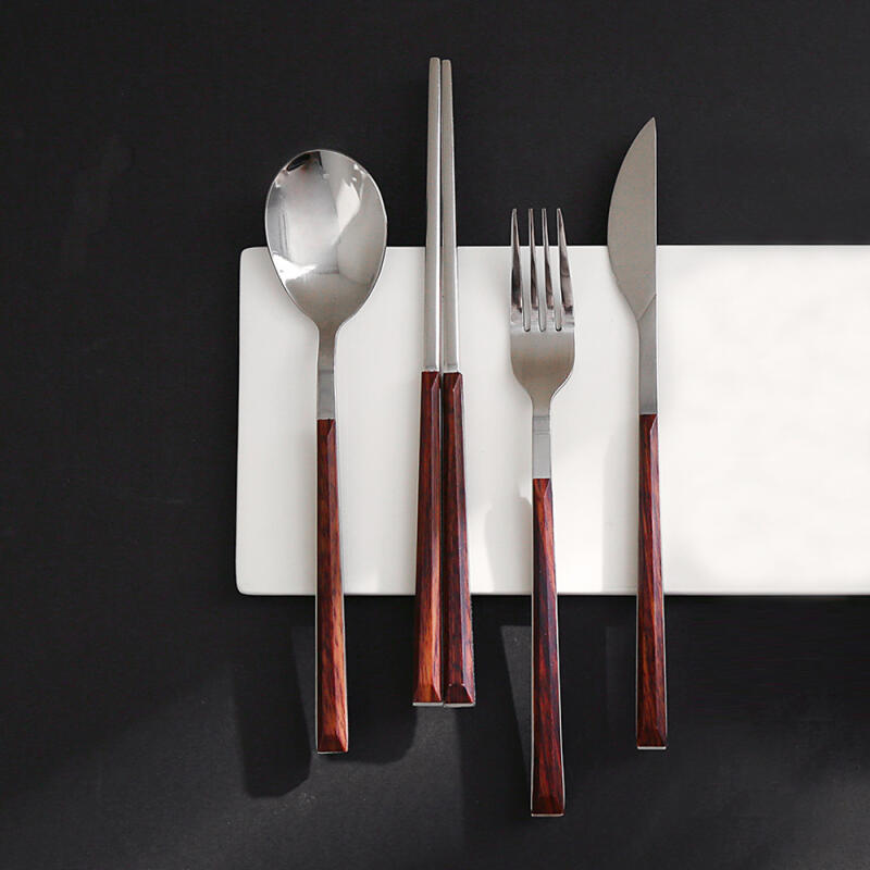 Lerie Mahogany Cutlery Dinner Set for 1 (4P) Dark Brown