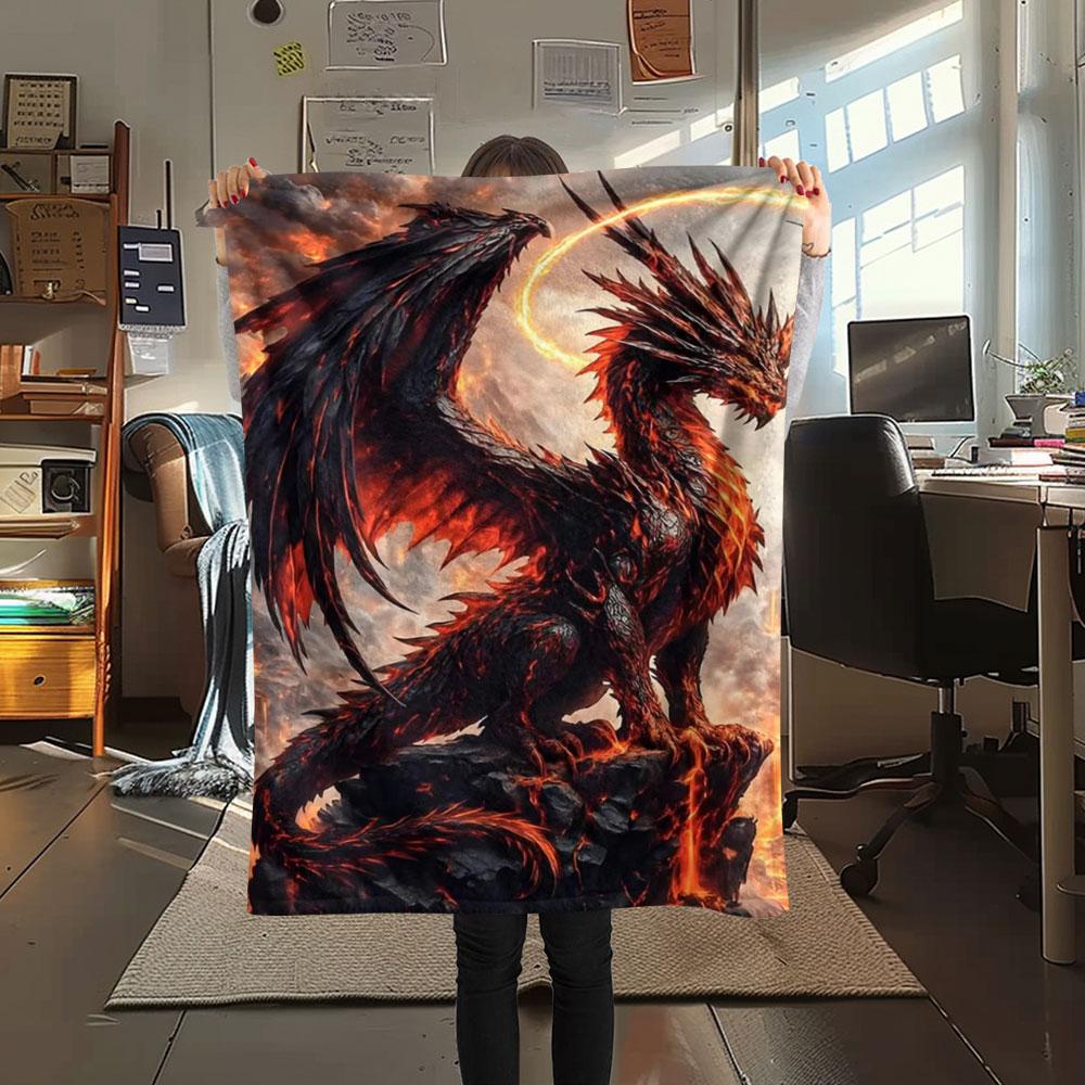 Black Dragon Pagoda Full Moon Blanket Home Decor Soft And Comfortable Machine Washable Sheet Nap Blanket