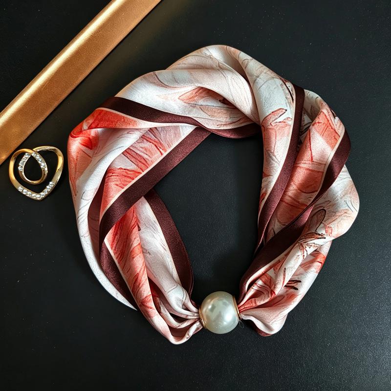 Silk Magnetic Buckle Scarf: Luxurious, Versatile Mulberry Silk for Women's Spring/Summer Neck Protection