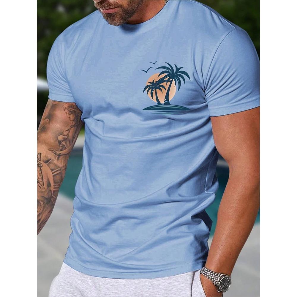 Sommer Freizeit Farbverlauf Kurzarm Oberteil Hawaiianische Herrenmode T-Shirt Outdoor Strandshorts Zweiteiliges Set
