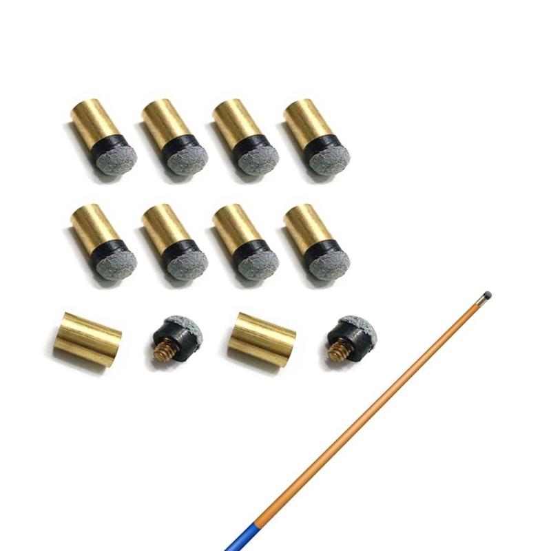 10Pcs Billiards Cue Pool Tip Replacement Coppers PU Leather Pool Cue Tip  Cue Tip with Cue Stick Ferrules