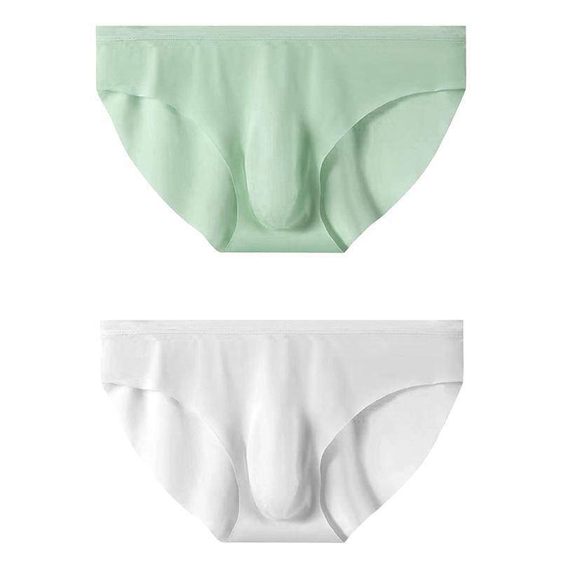 2 Pcs Ice Silk Seamless Briefs For Men Ultra-thin Breathable Stretchable Underpants Fashion Comfortable Underwear L-3XL