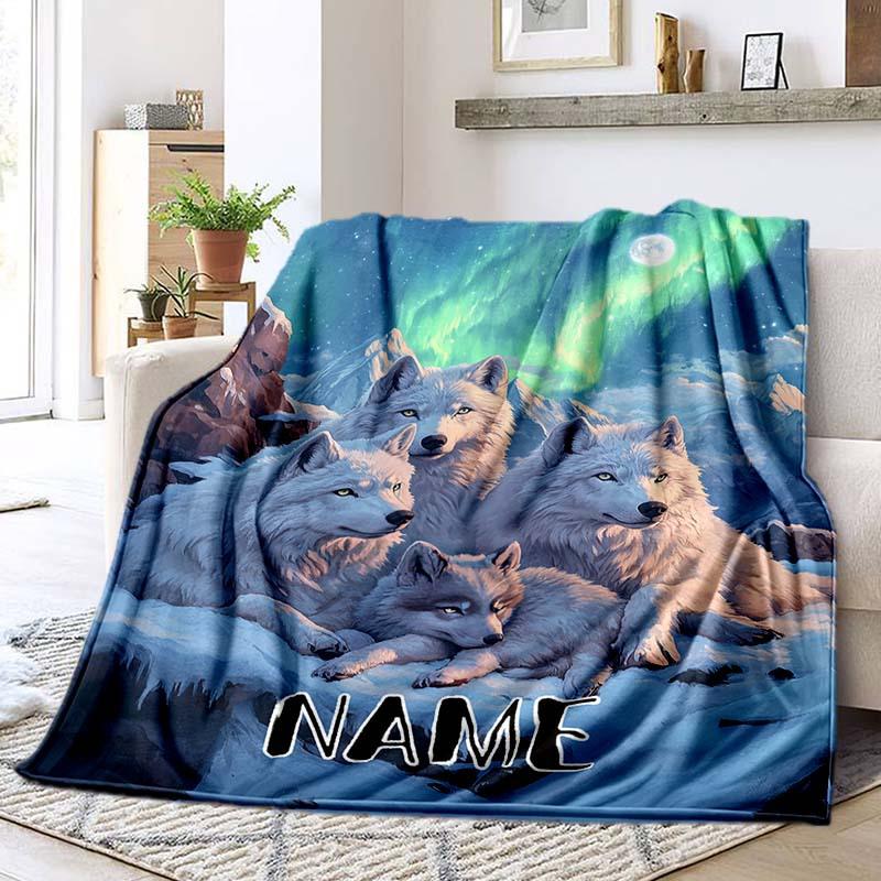Wolf Feather Customize Your Name Blanket Used For Chair Office Sofa Bed Camping Soft And Warm Giving Friends And Relatives Birthday Graduation Gift