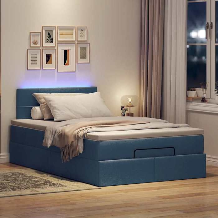 Lit ottoman - Maison Exclusive - Rangement hydraulique - LED intégrée bleue - Matelas 120x200 cm