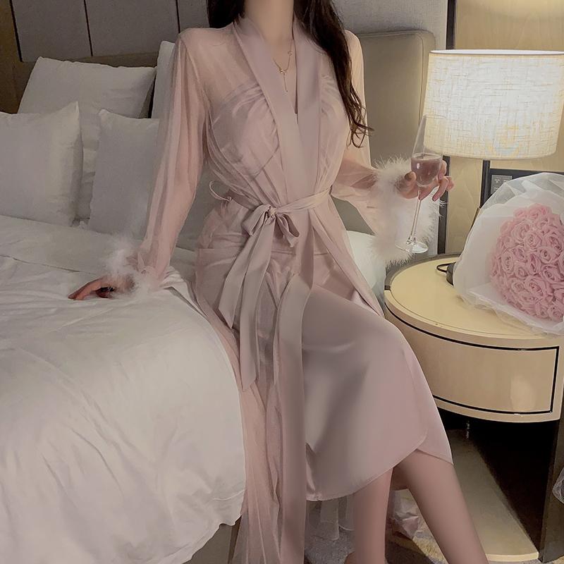 

Комплект женского платья, однотонное длинное атласное платье с завязками на шее и открытой спиной, с мягким О-образным вырезом, сексуальная пижама для женщин L