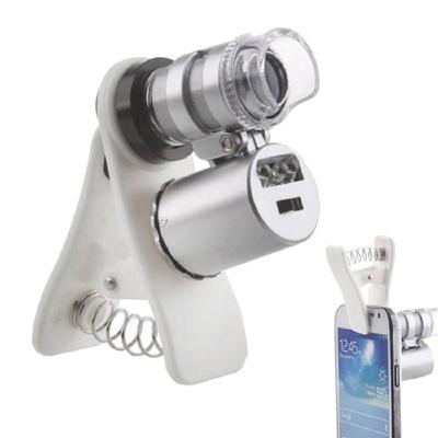 60x draagbare mini-zakmicroscooploep juweliersvergrootglas met LED-licht met clip kerstcadeau