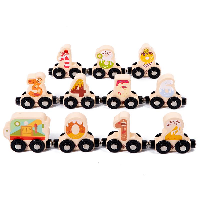 Toddler Magnetic Toys for 3-6Y  Wooden Dinosaurs Train Set Montessori Educational Toys 11PCS Trains with Numbers for Kids Gifts