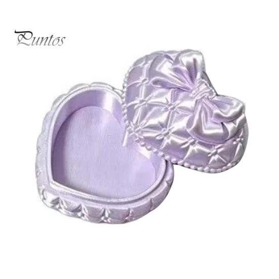 Desktop Jewelry Organizer 3D Print Heart Storage Box, with Satin Simulation Texture, Bow Anti-tangle Design Macaron Organizer, Portable for Necklaces