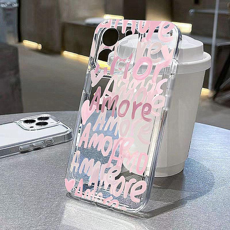 Amore-Love Romantic Soft TPU Phone Case For IPhone 17 16 16E 15 14 13 12 11 Pro Max XR XS Max 7 8 Plus Cute INS Cover Fundas