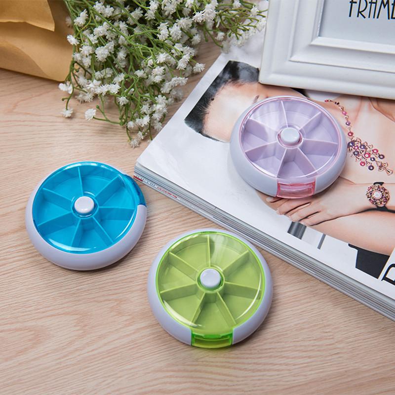Circular Portable Pill Case Plastic 7 Days Tablet Candy Box Storage Tablet Holder Travel Organizer Pill Dispenser Container