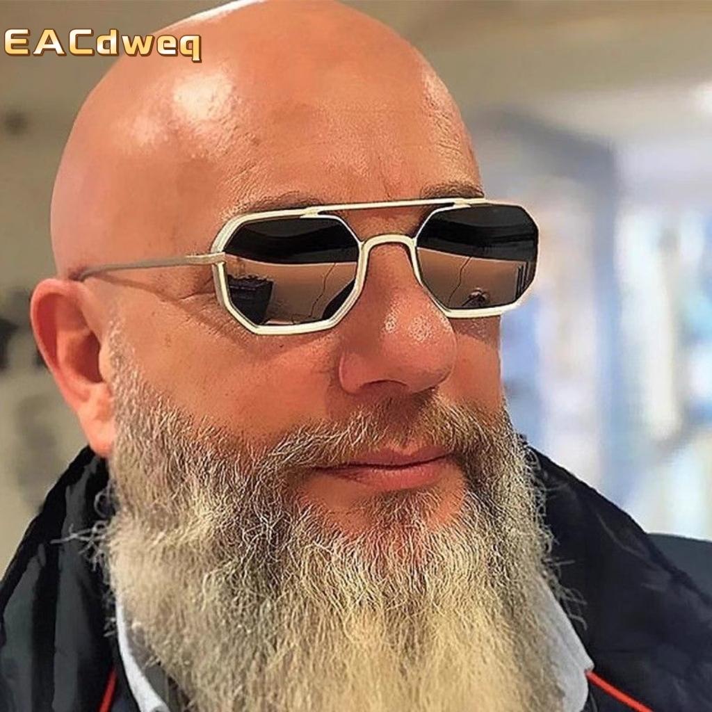 Creative Homewares Women's New Double Beam Metal Large Frame Polygon Sunglasses Fashion Men Eyeglasses Mirror Eyewear Uv400 Cm