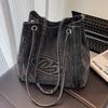 Washed denim stray bag chain jingle bag large capacity bag women's wasteland wind oblique span shoulder tote bag