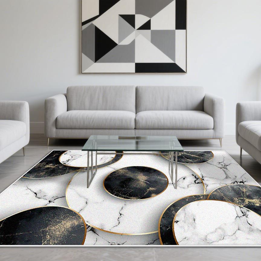 Modern Style Luxurious Carpet Living Room Marble Decoration Sofa Area Rugs Non-slip Bedroom Lounge Floor Mat Washable Doormat