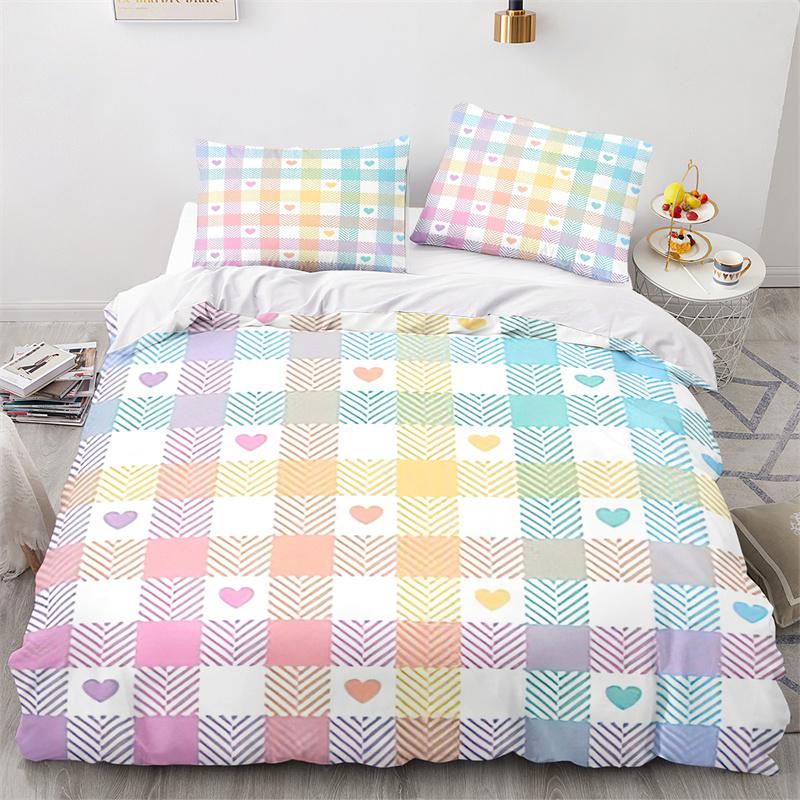 Love Heart Duvet Cover Romantic Theme Bedding Set Microfiber Cartoon Comforter Cover Full King Queen For Girls Teen Adult Gifts