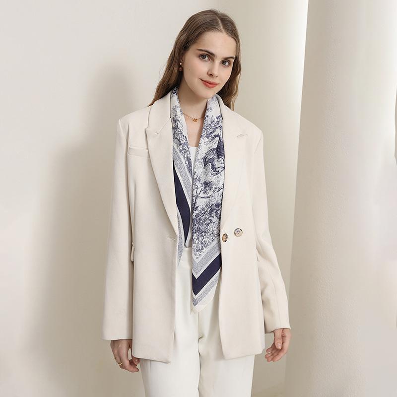 Korean Version of Retro Personality Grassland Lion Printed Scarf Fashionable and High-end Sense  Herringbone Professional Outfit Decorative Scarf
