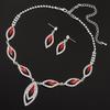 (Red - Set) Fashion Crystal Jewelry Set Jewelry Colorful Necklace Set Earrings and Necklace Accessories