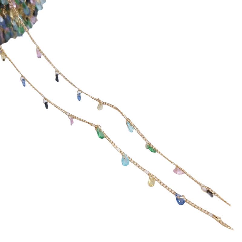 14K Gold-Filled Teardrop Zircon Chain for DIY Bracelets & Necklaces