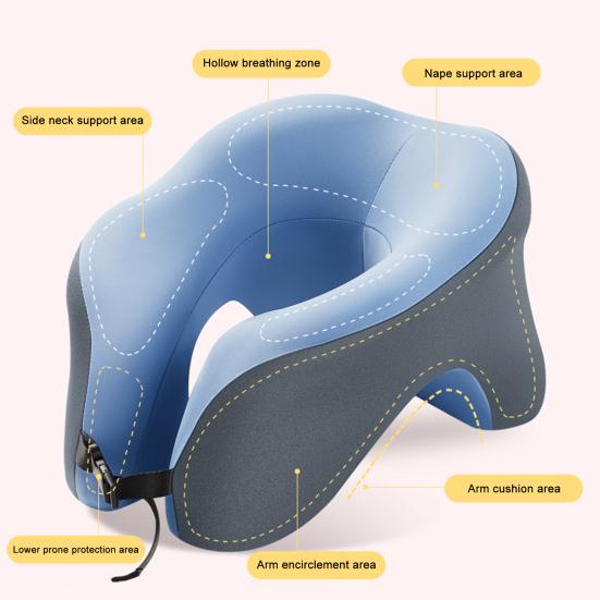 U-Shaped Neck Pillow Ergonomic Memory Foam Pillow Neck Cushion with 360 Degree Support for Travel Office Car Sleeping