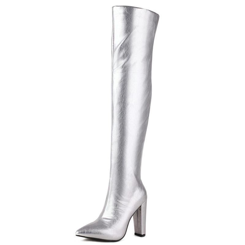Patent Thigh High Boots Women Leather Sexy Point Winter Tall Long Party Dance Shoes Female 2025 New Trends Over the Knee Boots