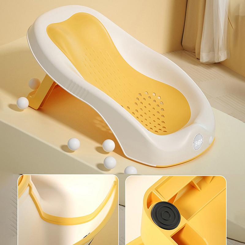 Foldable Baby Bath Seat - Non-Slip Pp Shower Net Support, Ergonomic Backrest Design, Easy-Clean Christmas Gift For Toddlers