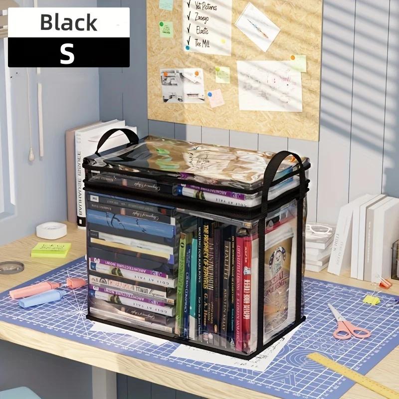 Large Capacity Foldable Storage Bag - Transparent PVC Organizer with Handle for Clothes, Books & Toys, Durable Travel Tote