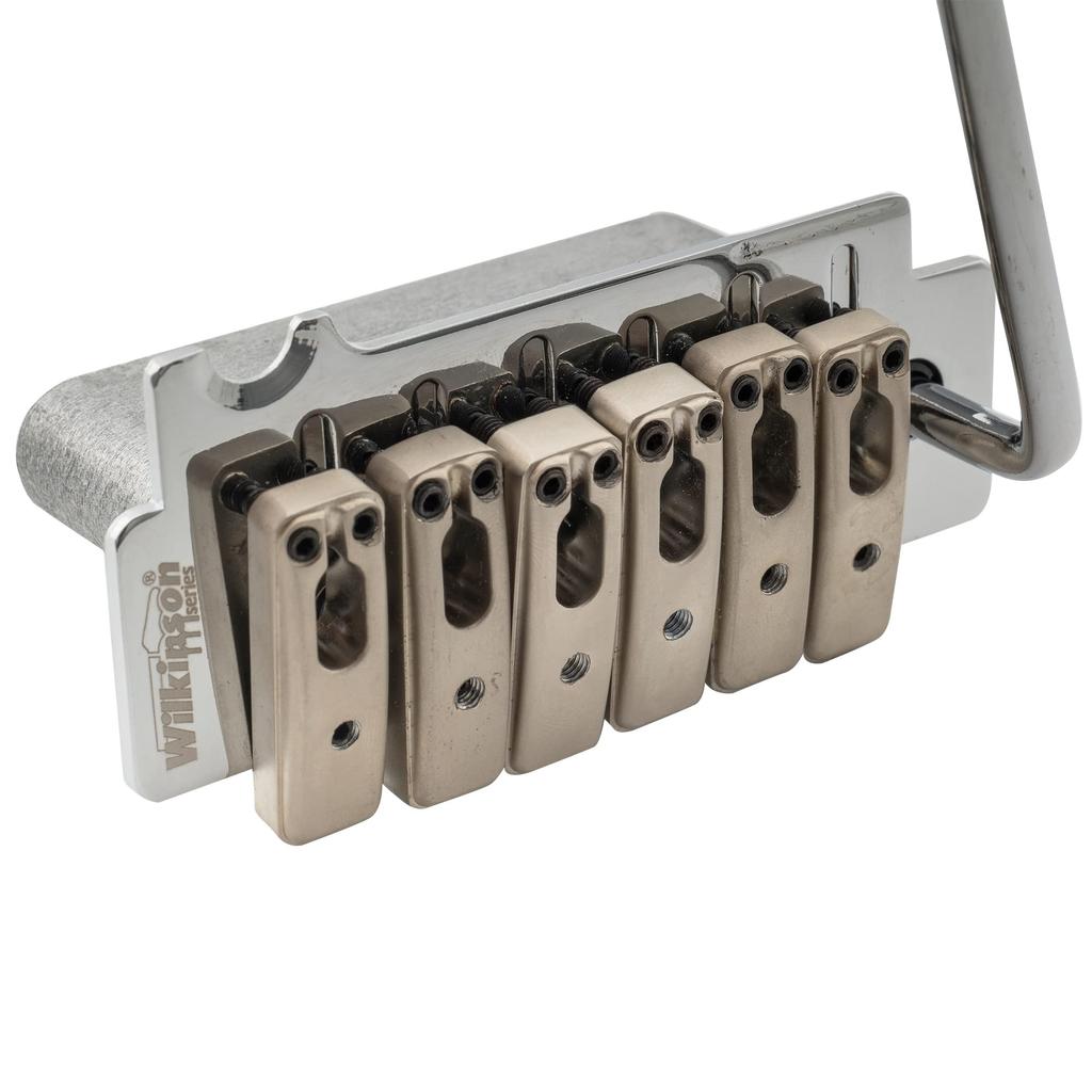 Wilkinson Einzelreiter Vollblock ST Gitarren Tremolo Einheit Brücke für Fender Strat mit 2 Chrom 10,5mm Squier/Mexican Pop-In Arm, Teile,