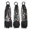 Short Dreadlocks Black Braided Ponytail Hair Extensions for Girls Colorful Beads Decorated Stylish Synthetic Hair Accessories Daily