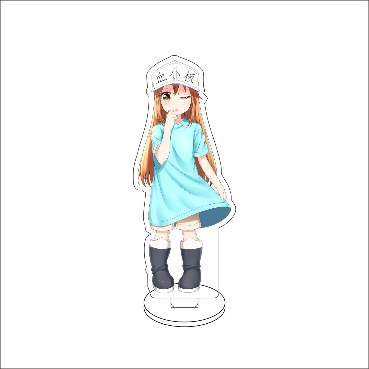 10CM Anime Cells at Work Code Black Figure Stand Model Red Blood Cell/White Blood Cell Cute Desk Decor Standing Sign Gifts 10CM