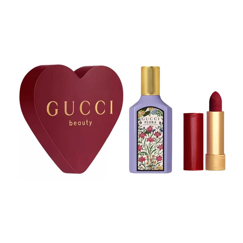 Gucci Perfume Set Dreamy Mulan Gold Tube Lipstick Color Velvet Two-piece Set: Qimeng Mulan Fragrance for Women 50ml + Velvet Mist Lipstick #509 3.5g