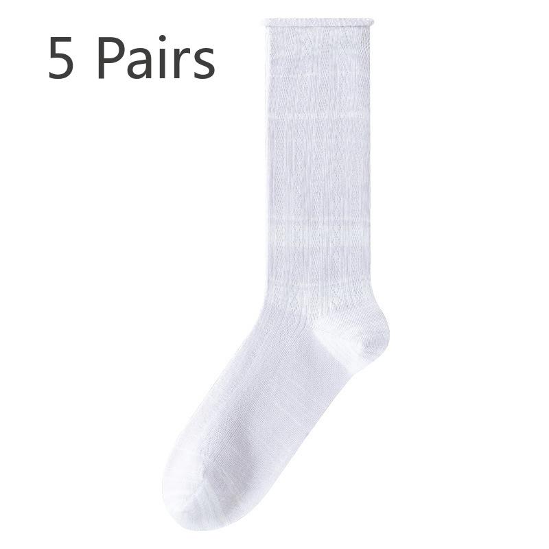 5 Pairs of Women's Summer Thin Cotton Anti Bacterial and Deodorant Stockings