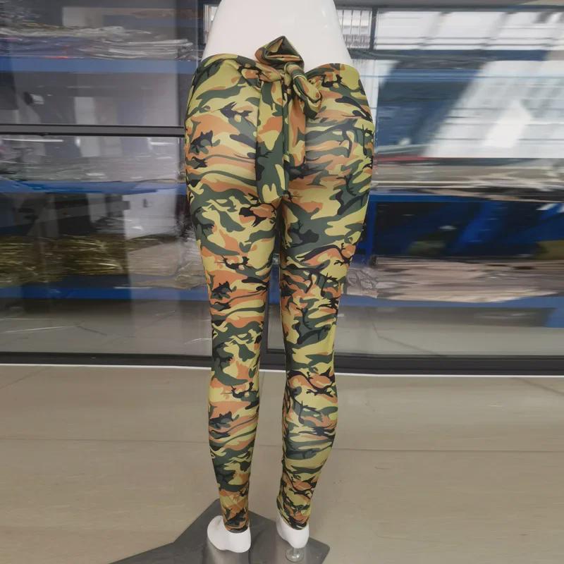 Damskie legginsy do jogi z wysokim stanem: Elastyczna, pochłaniająca pot, z nadrukiem cyfrowym, z detalami w postaci kokardki