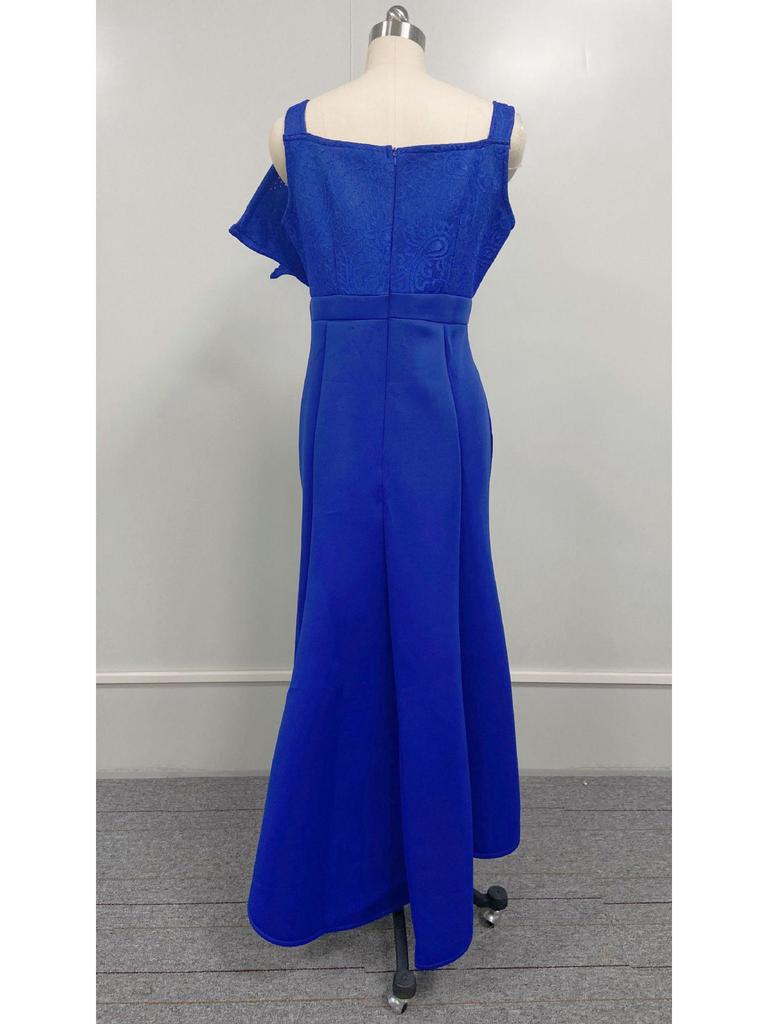 Cross-border INS One-Shoulder Lace Bubble Bead Dress
