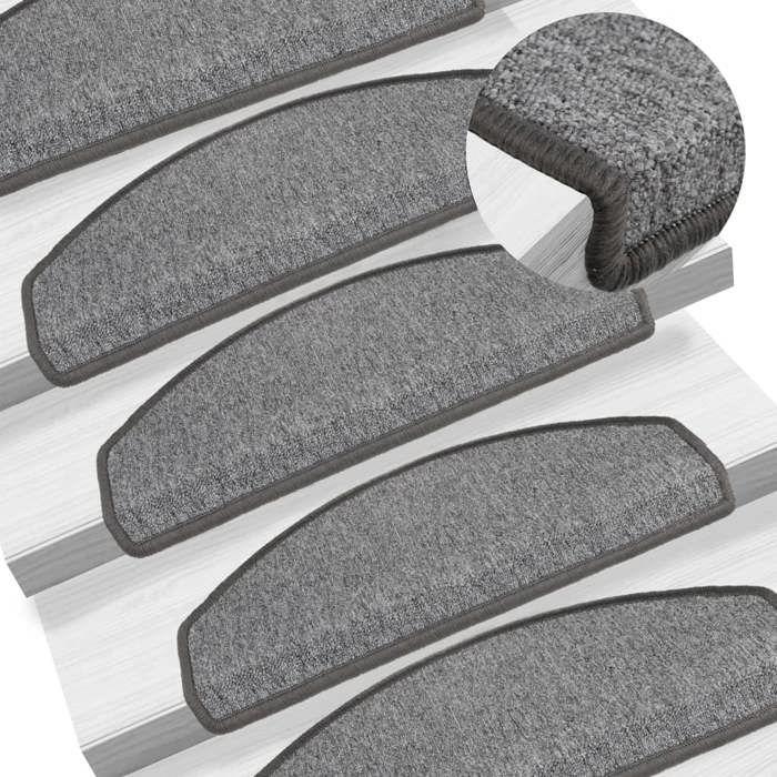 VidaXL Stair Carpet 15 Pieces 65 X 24 X 4 Cm Dark Grey Semi-round Large 133885
